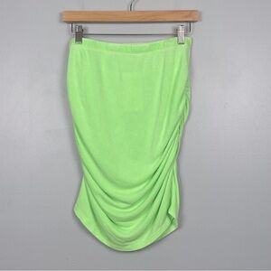 NWT Sundry lime green side ruched pull on pencil skirt, size 1 = small.